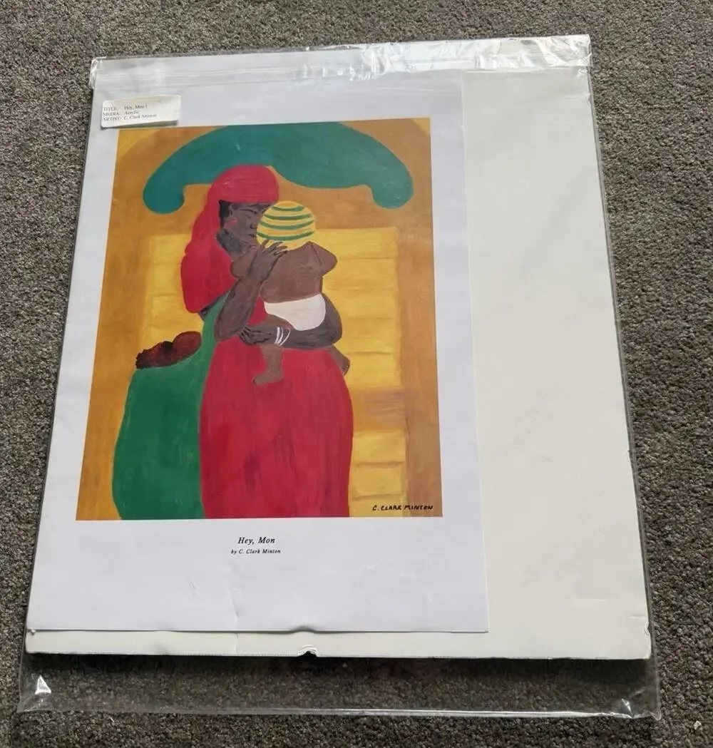 C. Clark Minton “Hey, Mon” Matted Giclée Print Caribbean Style Art (Damaged) - Picture 1 of 12